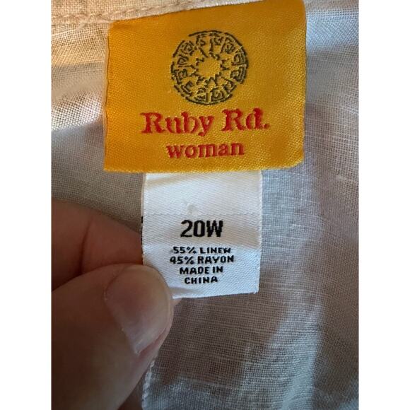 Ruby‎ Rd. Womens Open Front Cardigan Sz 20W Linen Blend Cottage Floral Lagenlook - Picture 5 of 7